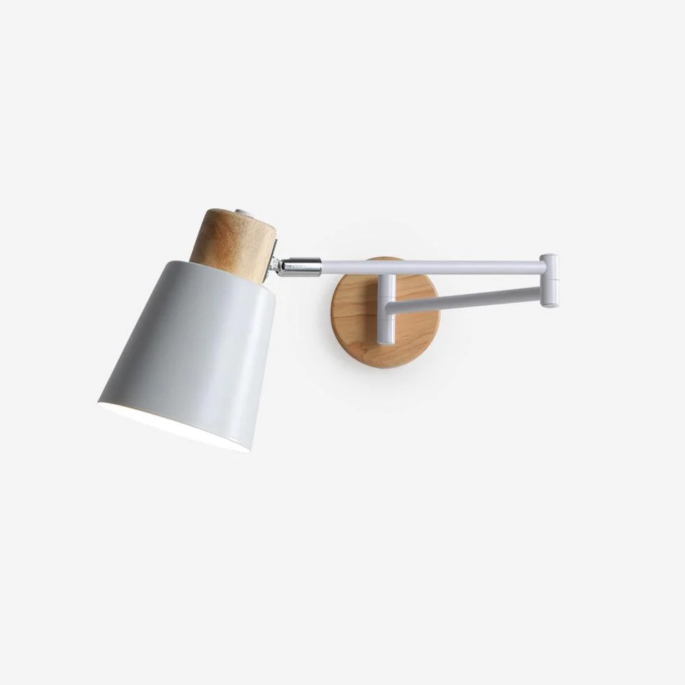 Apliques de pared Ajustable Brazo Cono Sombra Madera Base Moderno Estudio
