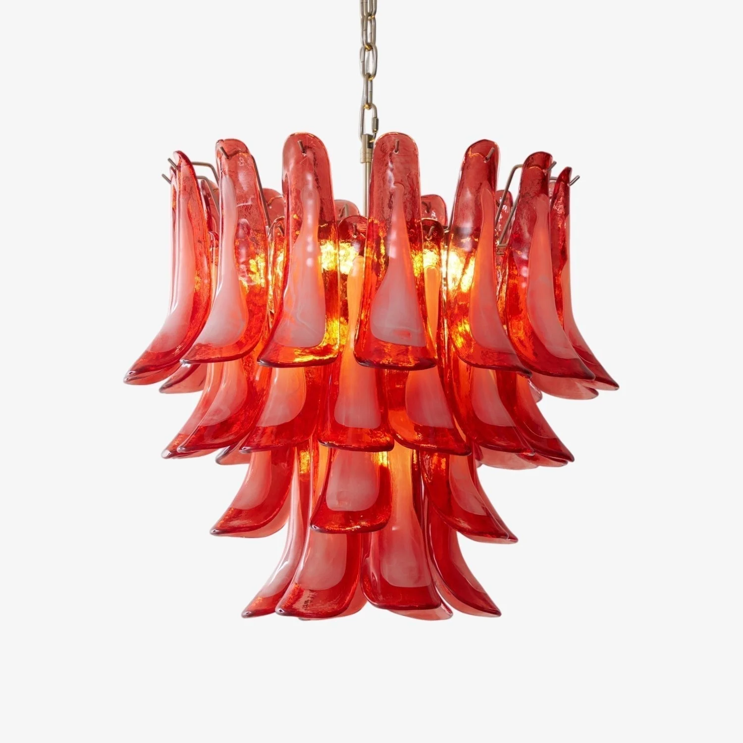 Aurora Araña De Luces Carmesí Murano Cristal Pétalos En Capas Vintage