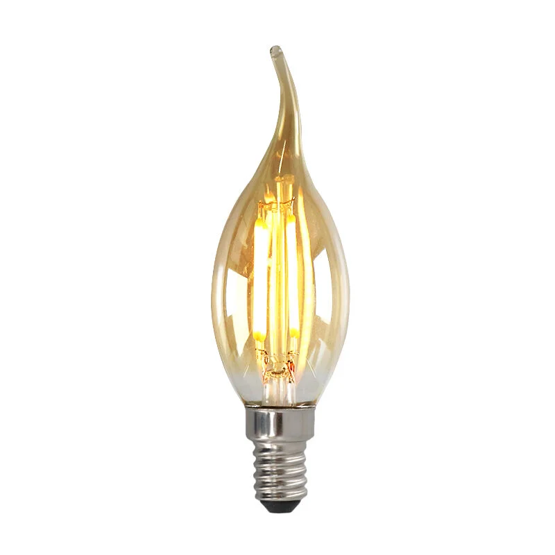 E14 LED bombilla vela regulable, 3w, ámbar de vidrio, 2200K