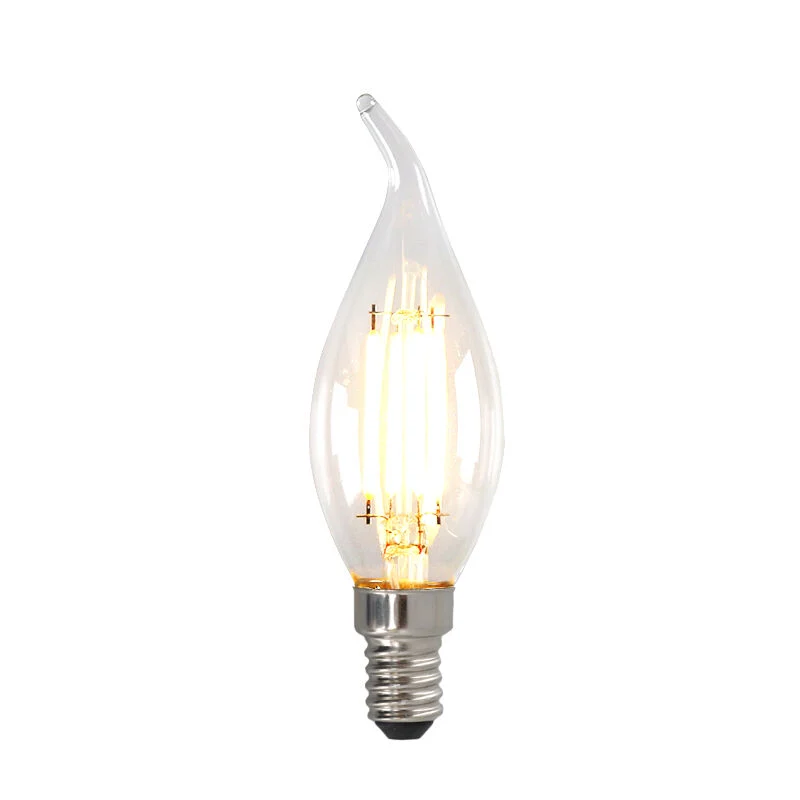 E14 LED bombilla vela regulable, 3W, de vidrio transparente, 2700k