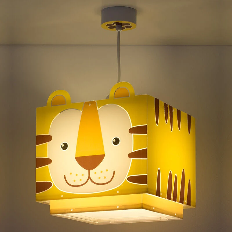 Lámpara colgante infantil de plástico amarilla, Tigre