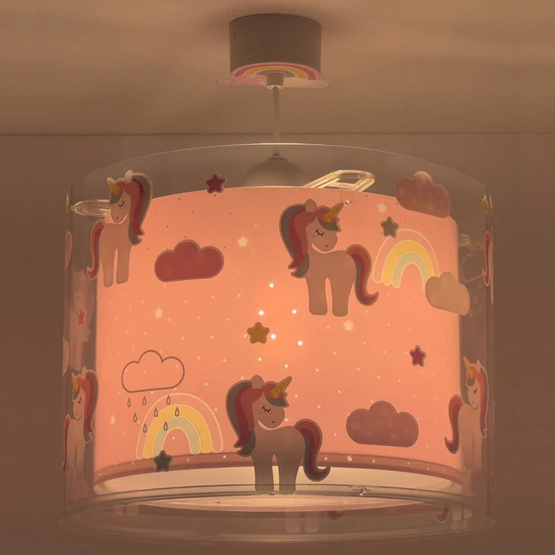 Lámpara colgante infantil de plástico rosa, Unicorn