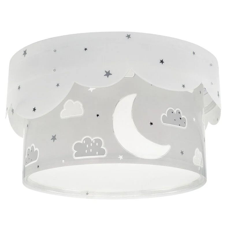 Lámpara de techo infantil de plástico gris, Moon