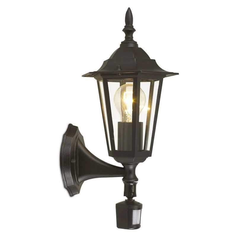 Aplique exterior con sensor de movimiento negro de aluminio, Alieke, IP44
