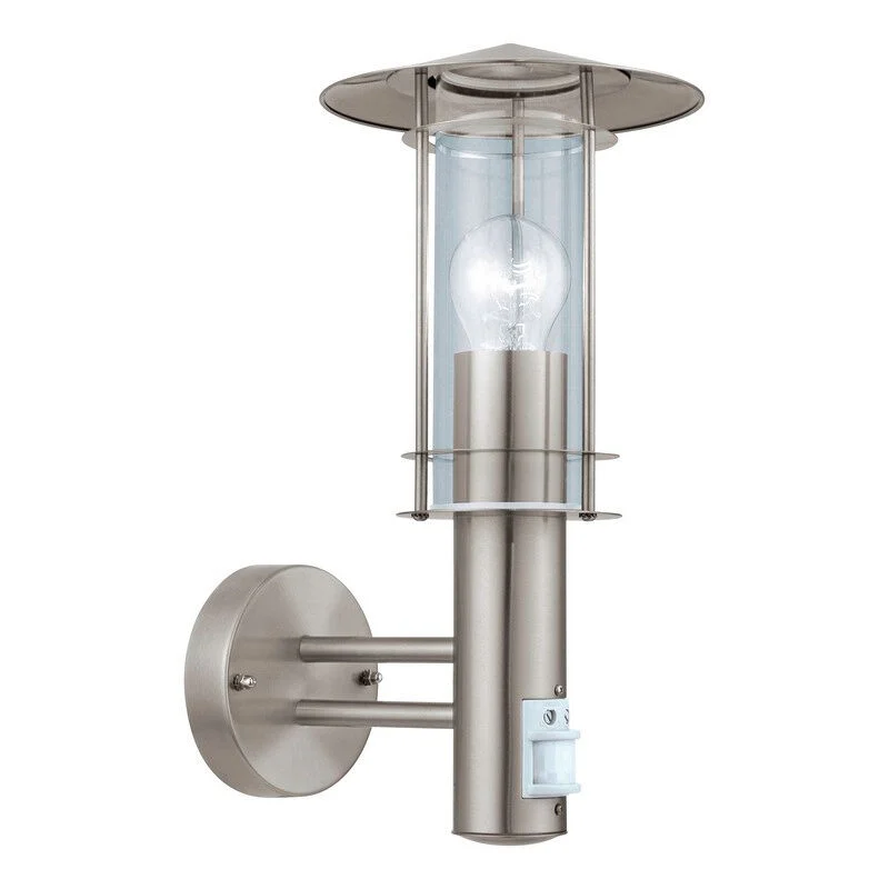 Aplique exterior con sensor de movimiento plateado de acero inoxidable, Arabella, IP44