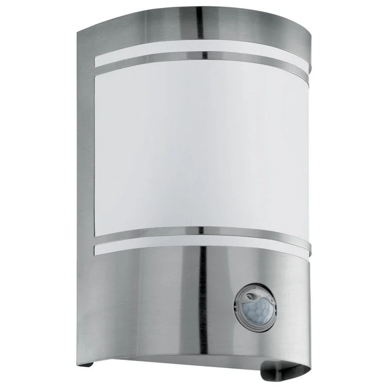 Aplique exterior con sensor de movimiento plateado de vidrio, Aartje, IP44