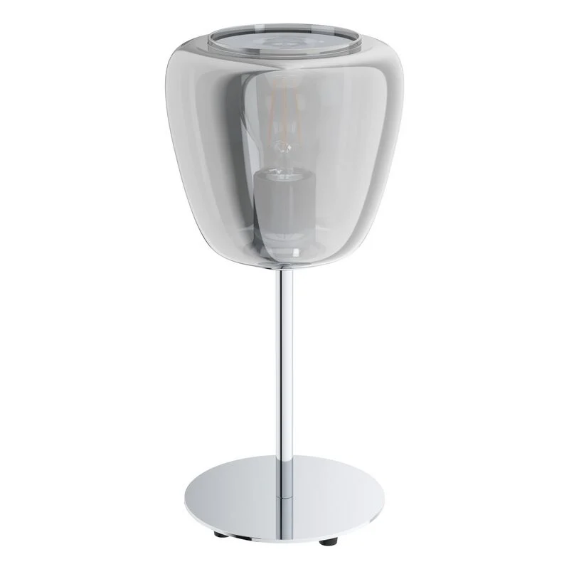Lámpara de mesa cromada de acero, Gauke, con interruptor
