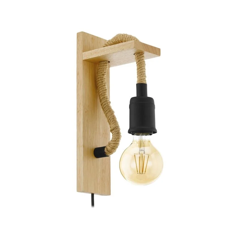 Aplique de madera marrón, Simeon, con interruptor