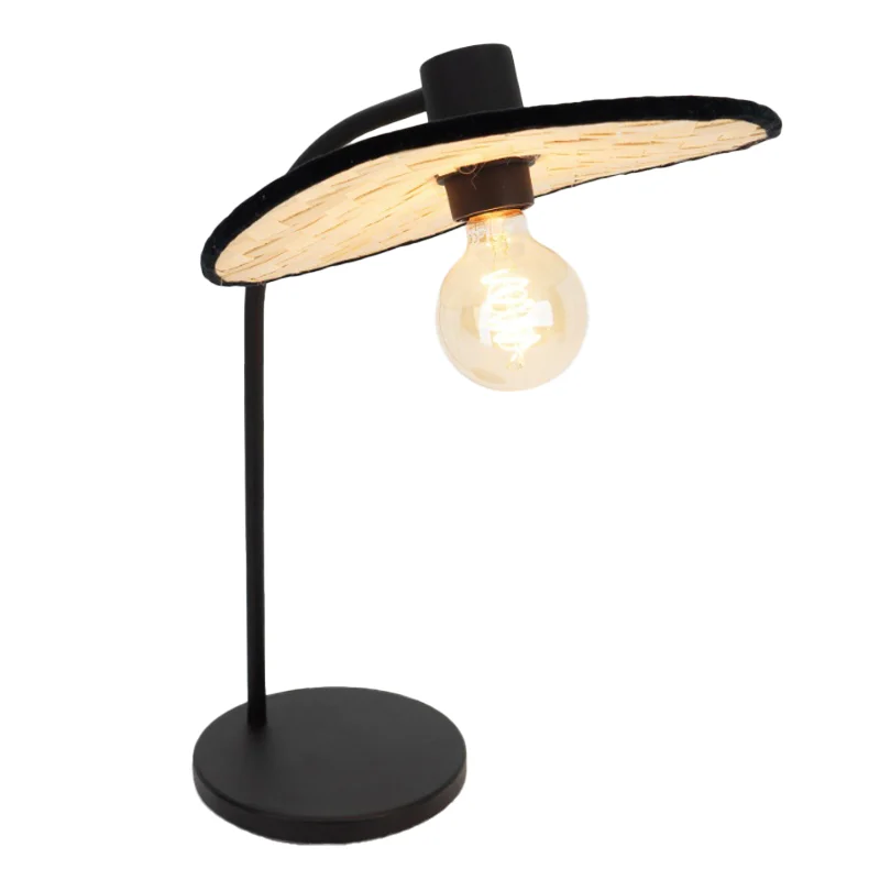 Lámpara de mesa marrón de madera, Jillah, con interruptor