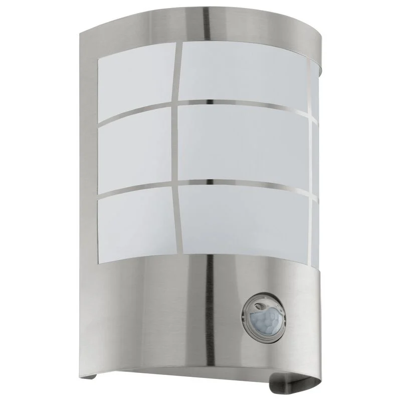 Aplique exterior con sensor de movimiento plateado de acero inoxidable, Aartje, IP44