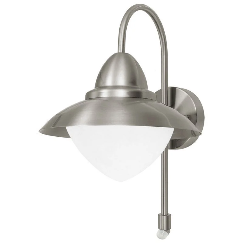 Aplique exterior con sensor de movimiento plateado de vidrio, Elayza, IP44