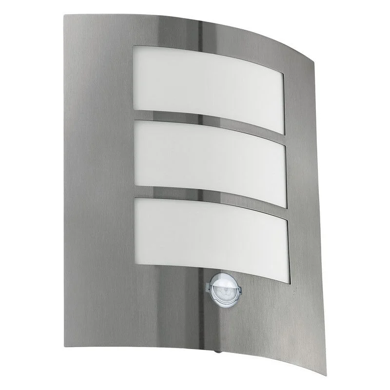 Aplique exterior con sensor de movimiento plateado de plástico, Elyana, IP44