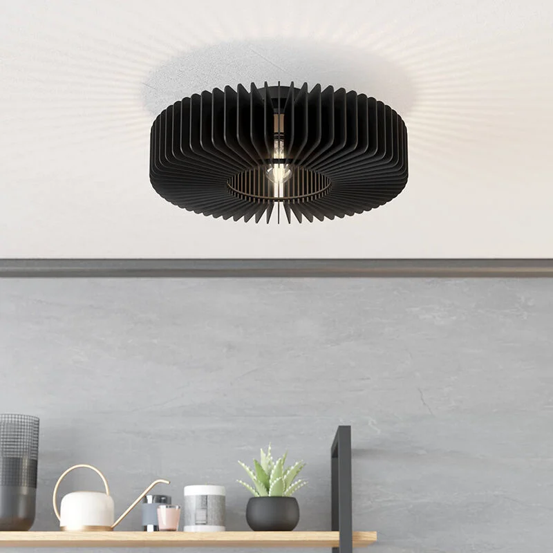 Plafón de techo negro de madera, Muna