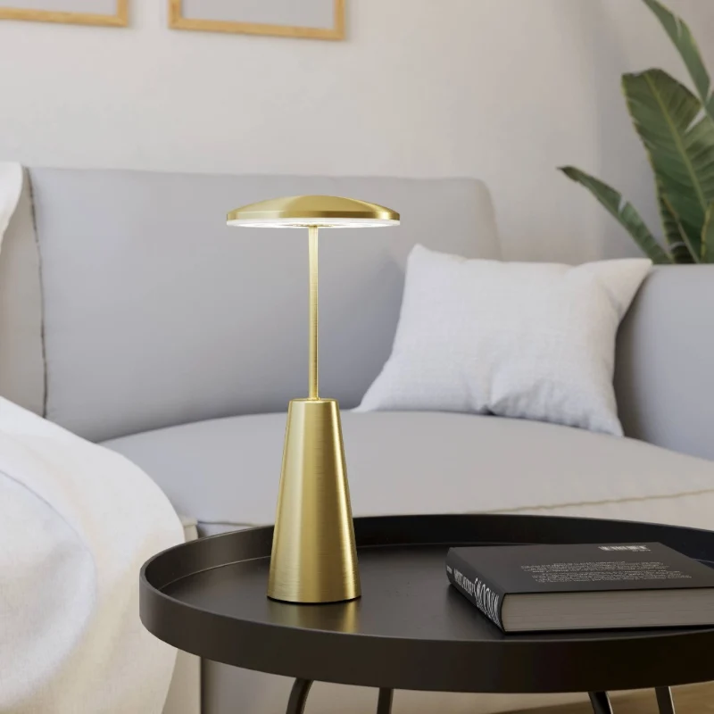 Lámpara de mesa dorada de acero, Ishika, 2,8W, white switch LED, IP54, con regulador táctil