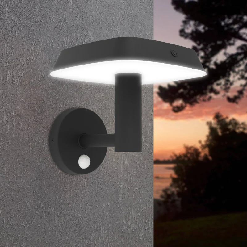 Aplique solar exterior negro de plástico, Ingemar, 8,5W, 3000K LED, IP65