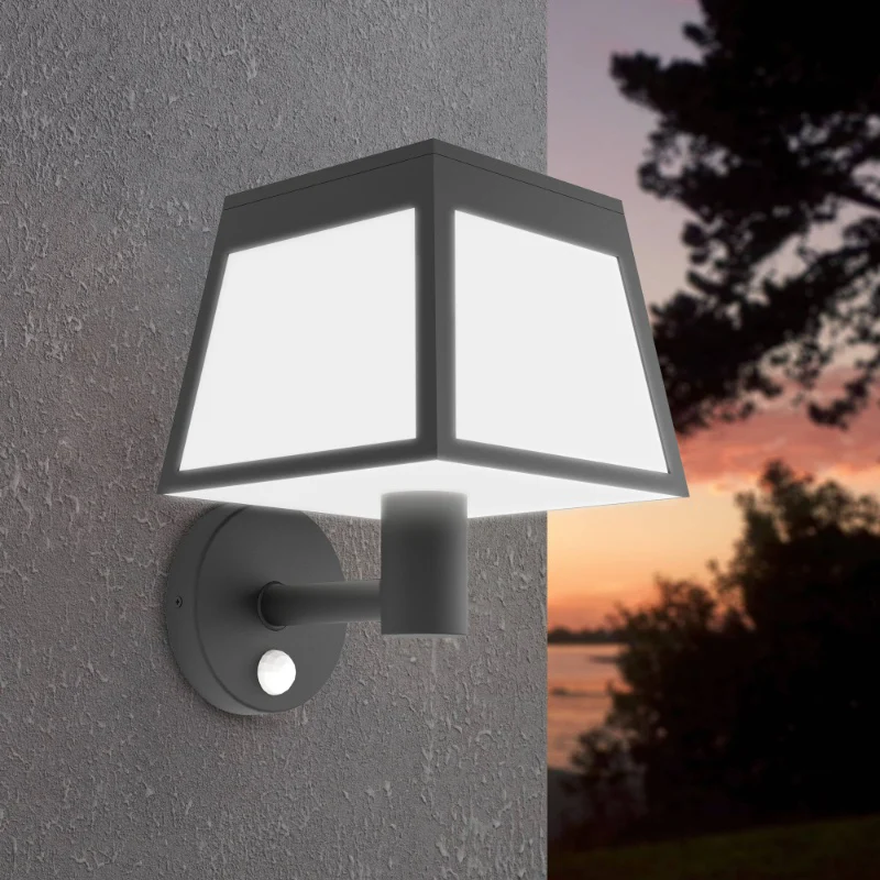 Aplique solar exterior negro de plástico, Imelda, 7,5W, 3000K LED, IP65