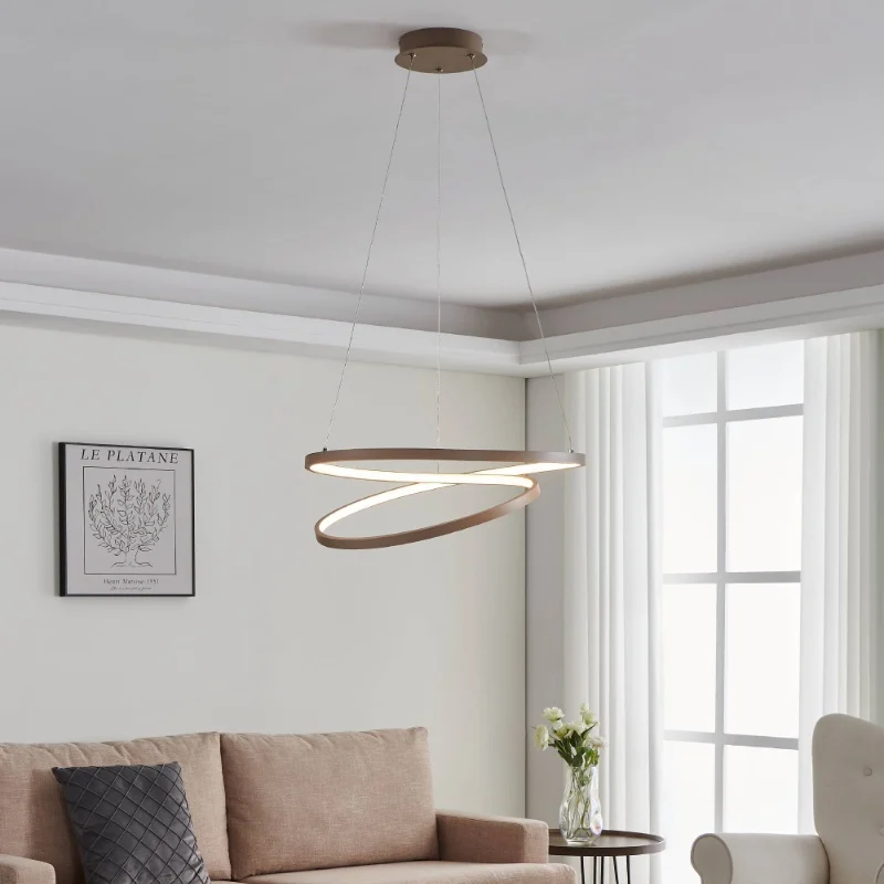 Lámpara colgante beige de aluminio, Ties, 36W, 3000K LED