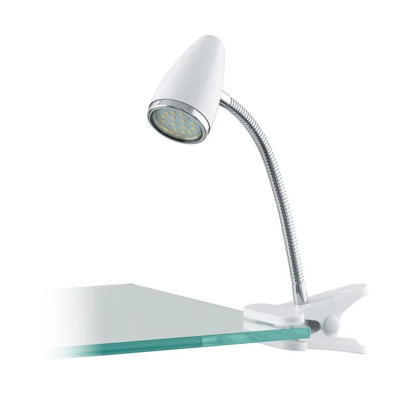 Lámpara de pinza cromada de plástico, Silvie, con interruptor