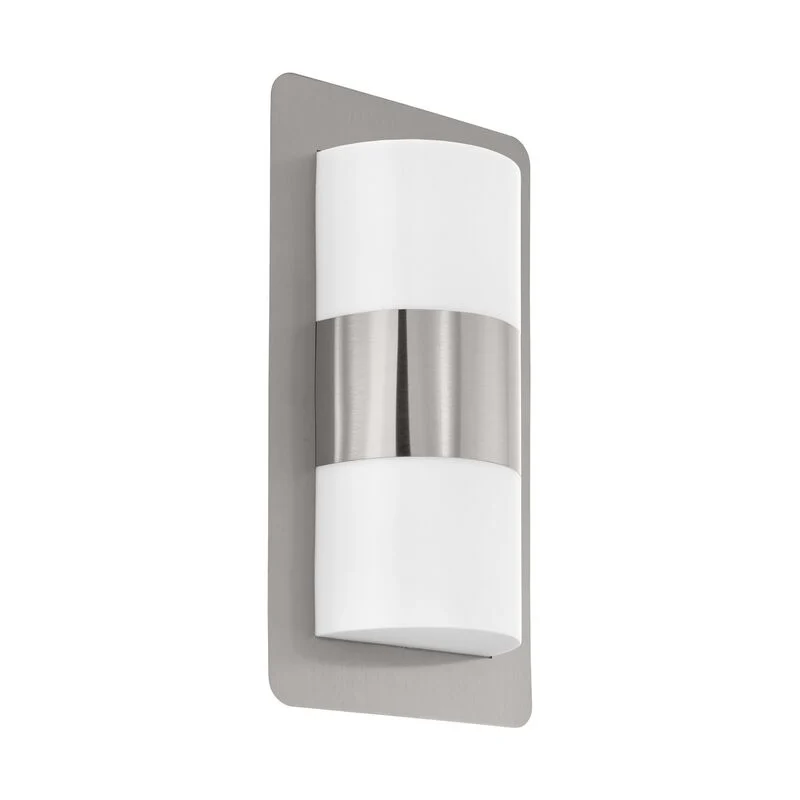 Lámpara exterior plateada de acero inoxidable, Maika, IP44