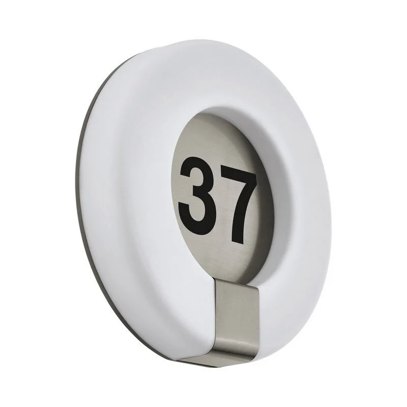 Número de casa con luz blanco de plástico, Evin, 15W, ajustable entre luz blanco cálido y frío LED, IP44, con mando a distancia