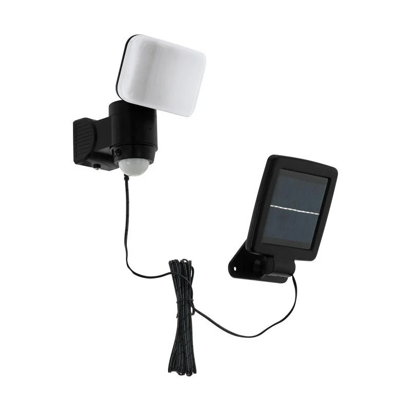 Aplique solar exterior negro de plástico, Frits, 5W, 6500K LED, IP44