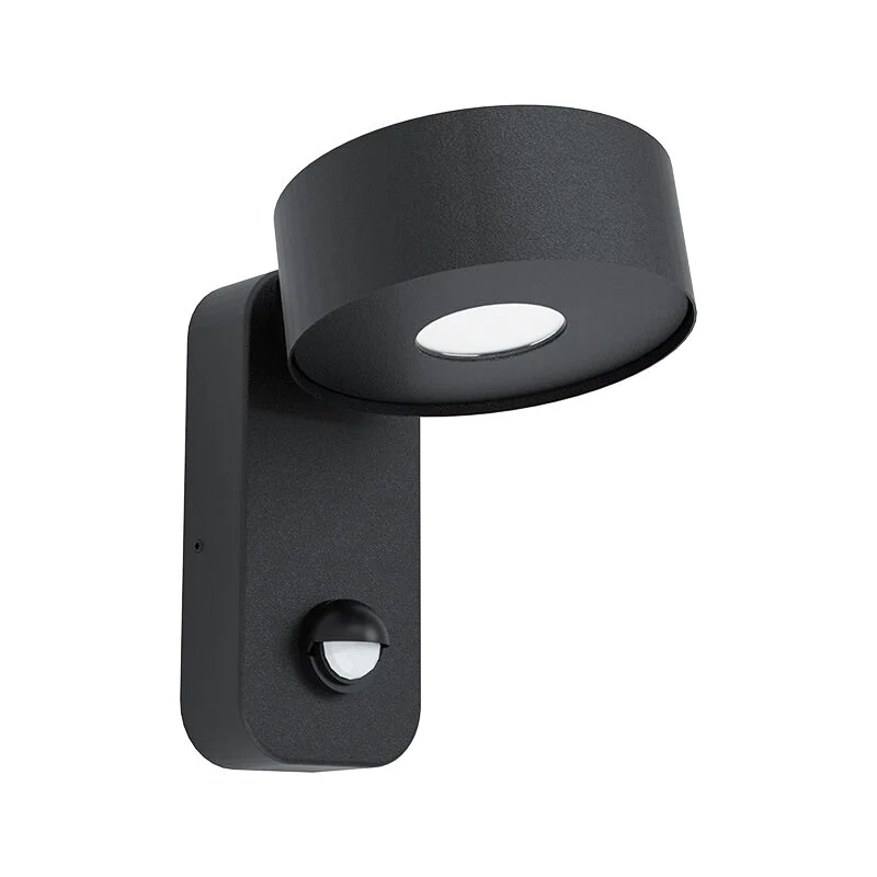 Aplique exterior con sensor de movimiento negro de acero, Liliana, 6W, 3000K LED, IP44