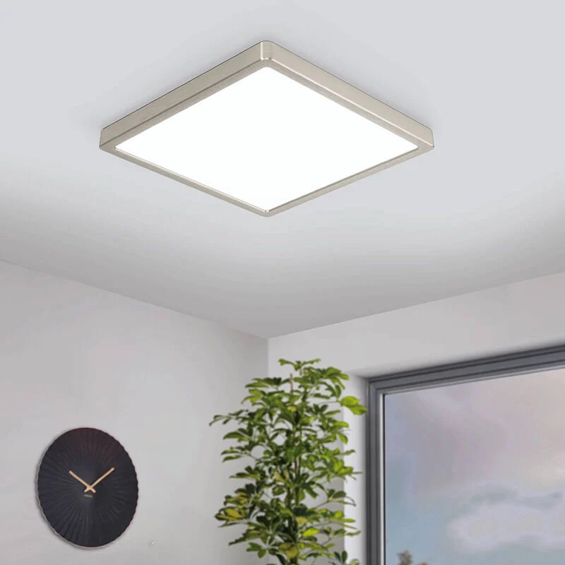 Lámpara de techo inteligente níquel de plástico, Geraldo, 19,5W, ajustable entre luz blanco cálido y frío LED, IP44