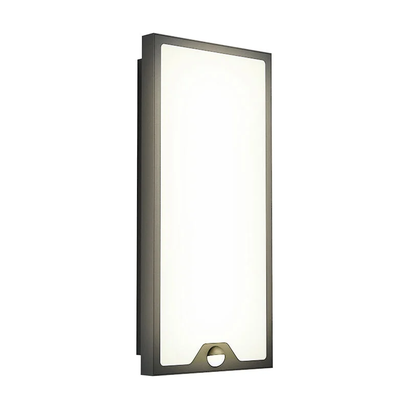 Aplique exterior con sensor de movimiento negro de acero, Lydian, 16W, 3000K LED, IP44