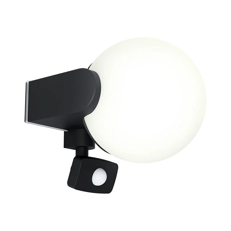 Aplique exterior con sensor de movimiento negro de aluminio, Lydia, IP44