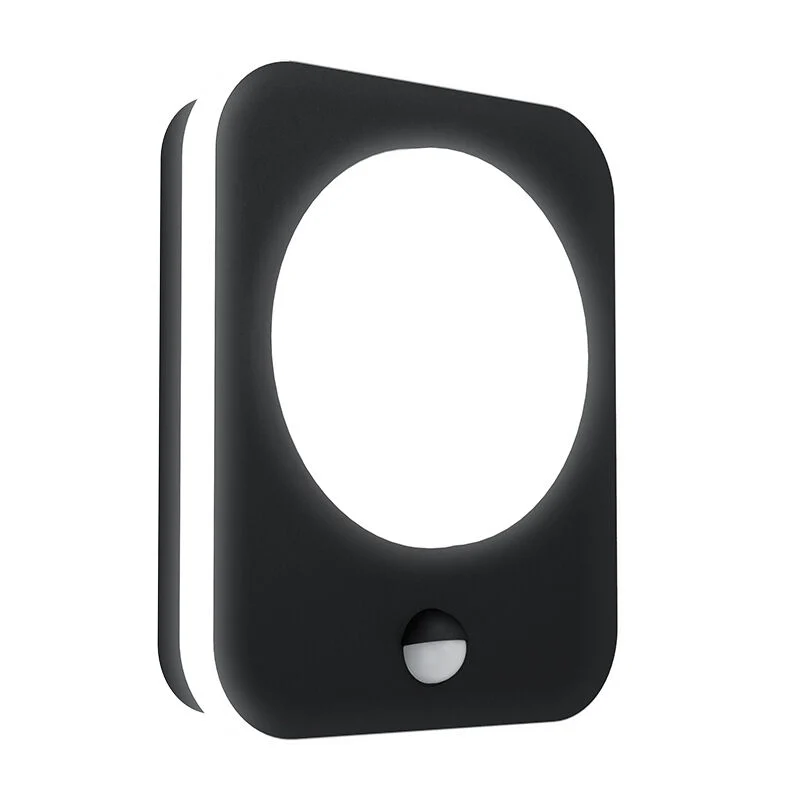 Aplique exterior con sensor de movimiento negro de aluminio, Luut, 9W, 3000K LED, IP44