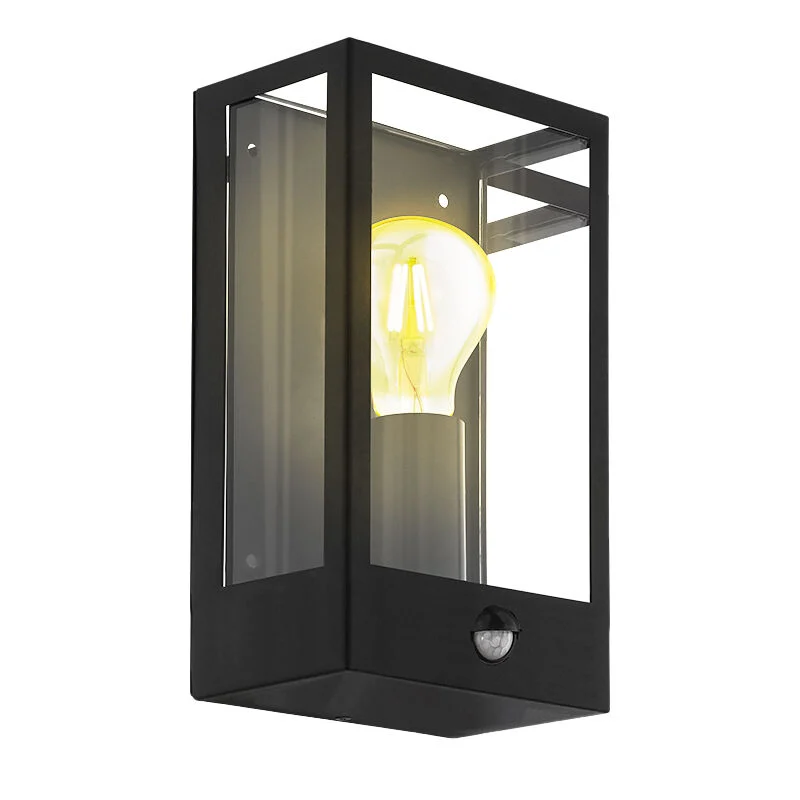 Aplique exterior con sensor de movimiento negro de acero, Alihan, IP44