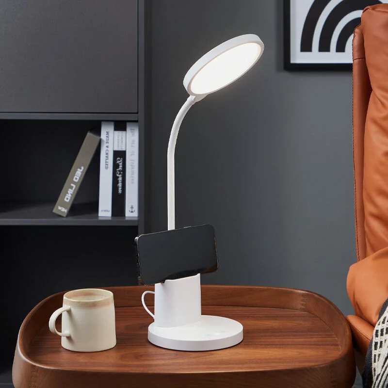 Lámpara de mesa blanca de plástico, Vinnie, 2,1W, ajustable entre luz blanco cálido y frío LED, regulable en 3 pasos