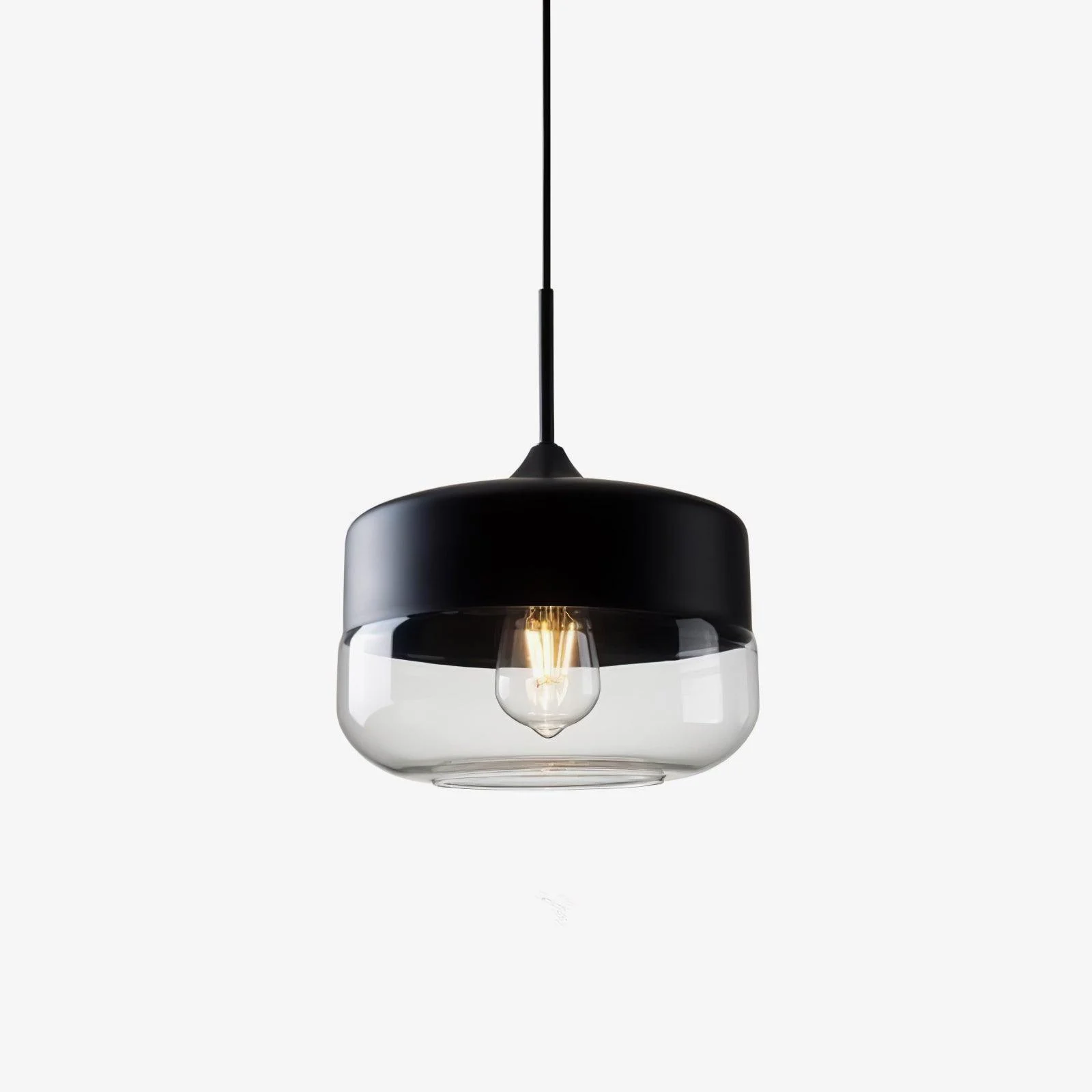 Aura Lámpara Colgante Negro Industrial Vidrio