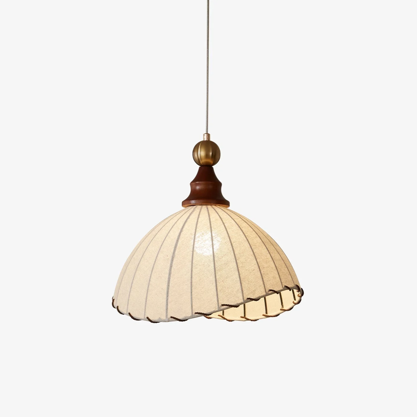 Lámpara Colgante Elegante Thalira de Madera y Tela