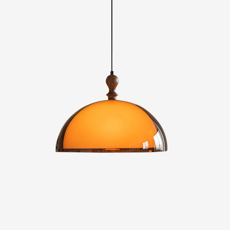 Solven Lámpara Colgante Moderna Ámbar Cúpula de Acrílico con Madera
