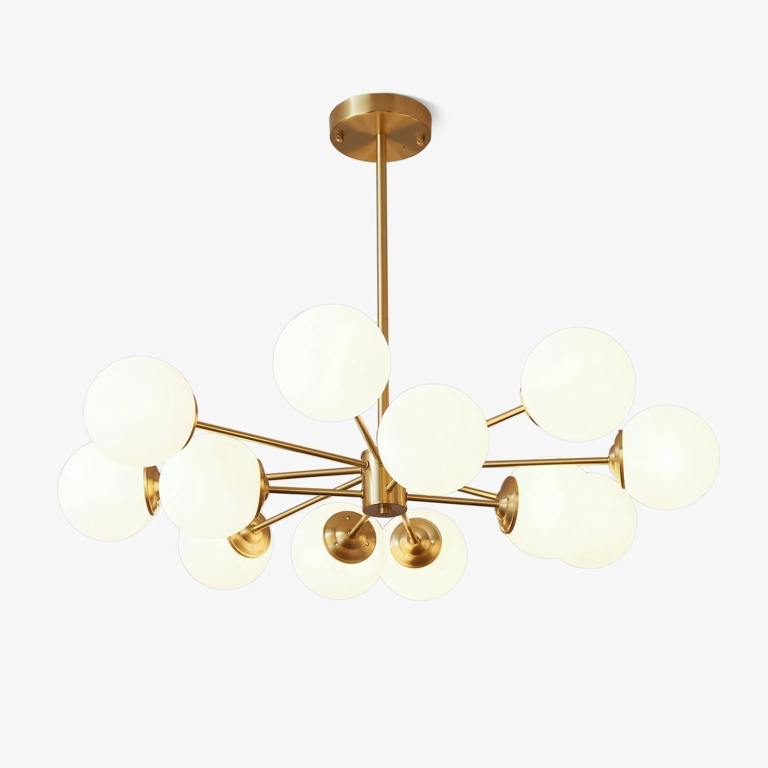 Lustra Chandelier Elysium de Latón con Esferas de Cristal Esmerilado