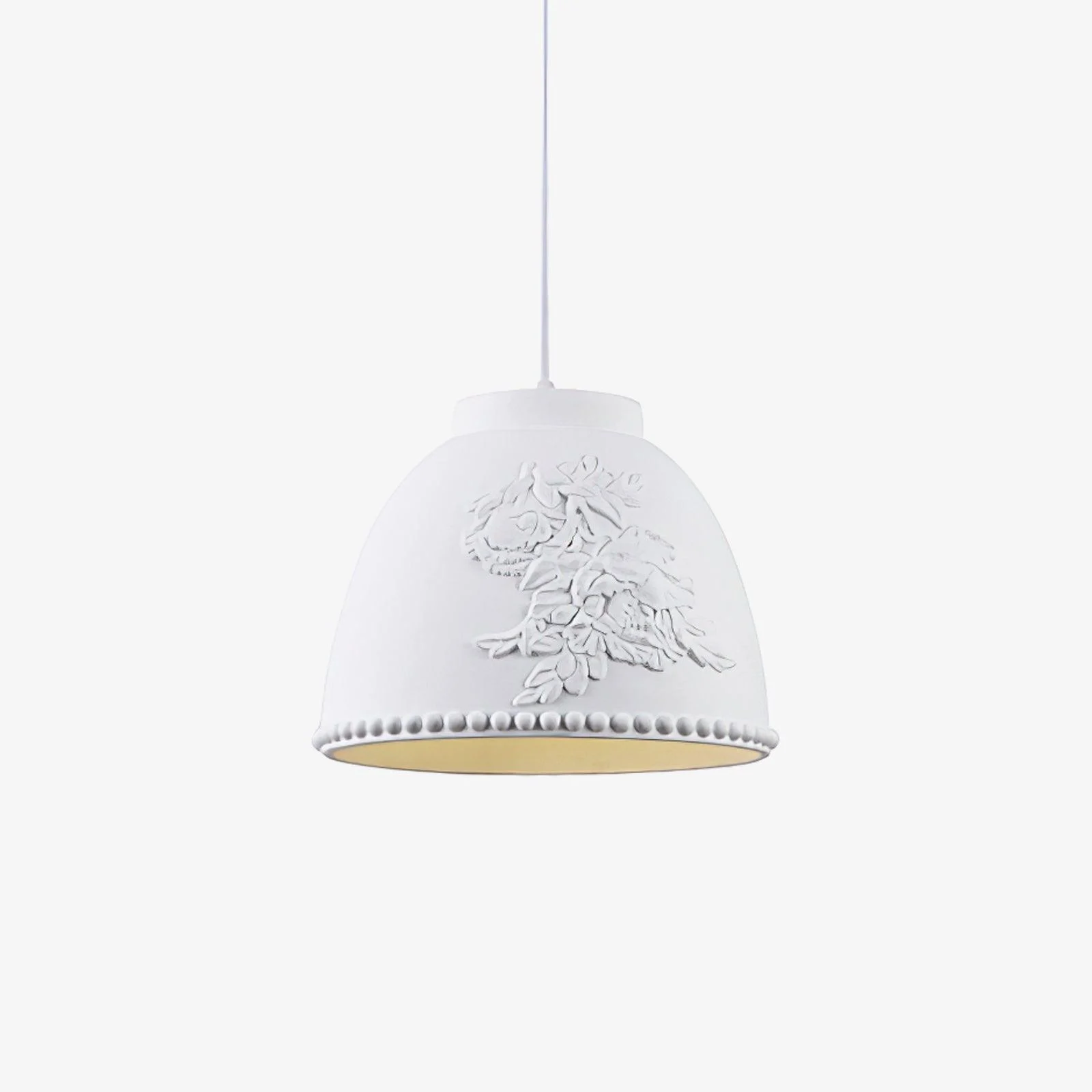 Floral Lámpara Colgante Blanco Vintage Resina