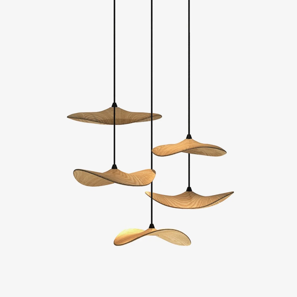 Lustra Chandelier Moderna y Minimalista de Madera con Hoja Vacía Abbott