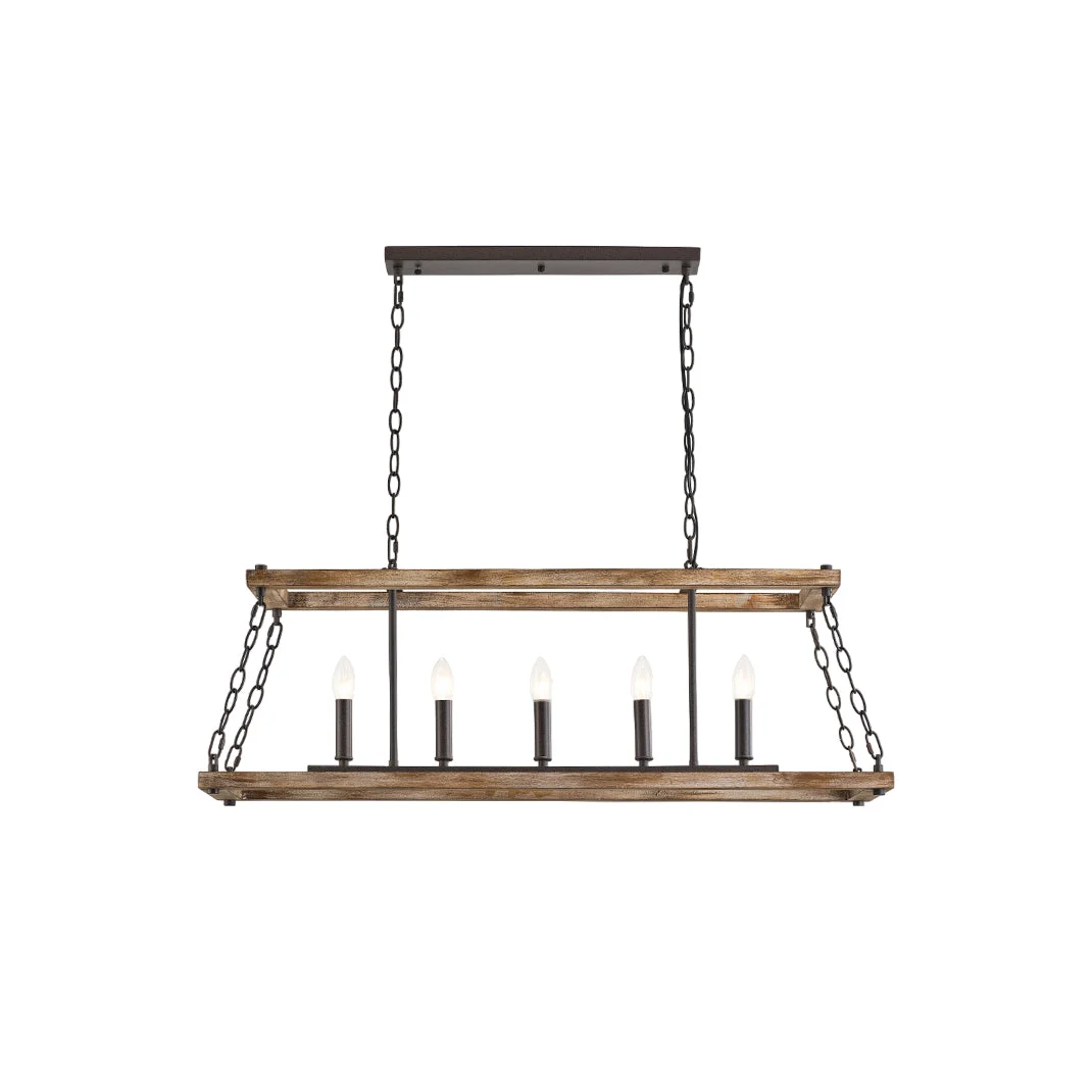 Ilcaryra Lámpara Araña Industrial Vintage Madera