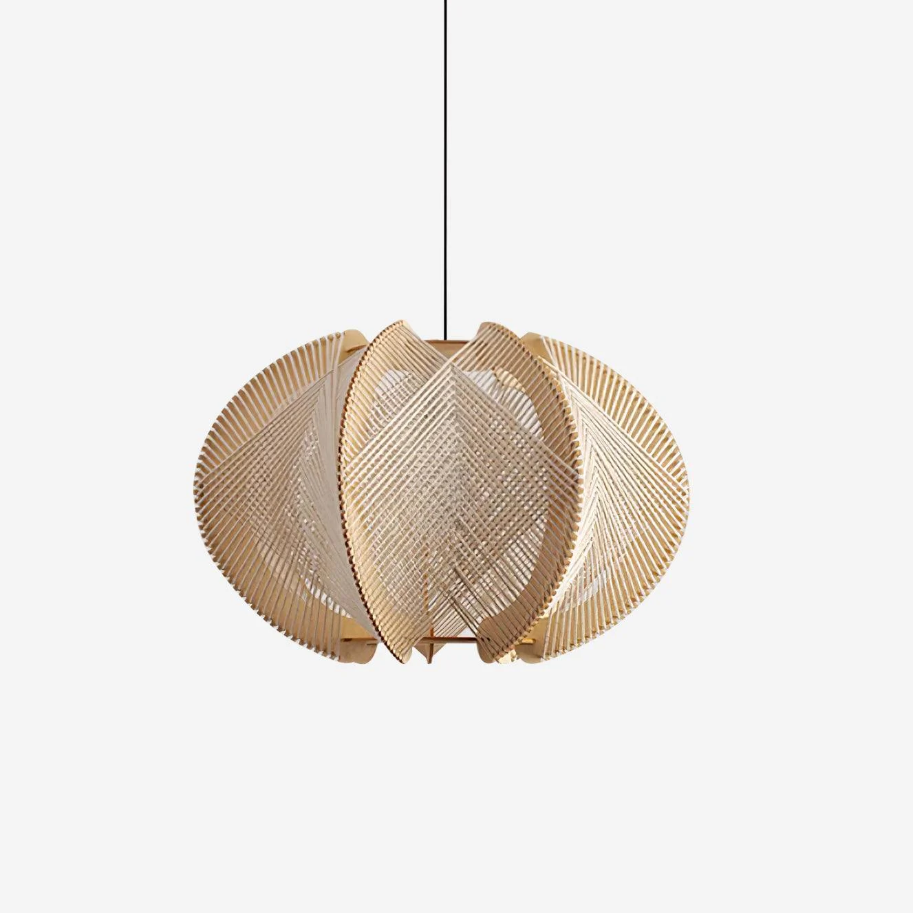 Calyraice Lámpara Colgante Beige Madera Cuerda Cáñamo