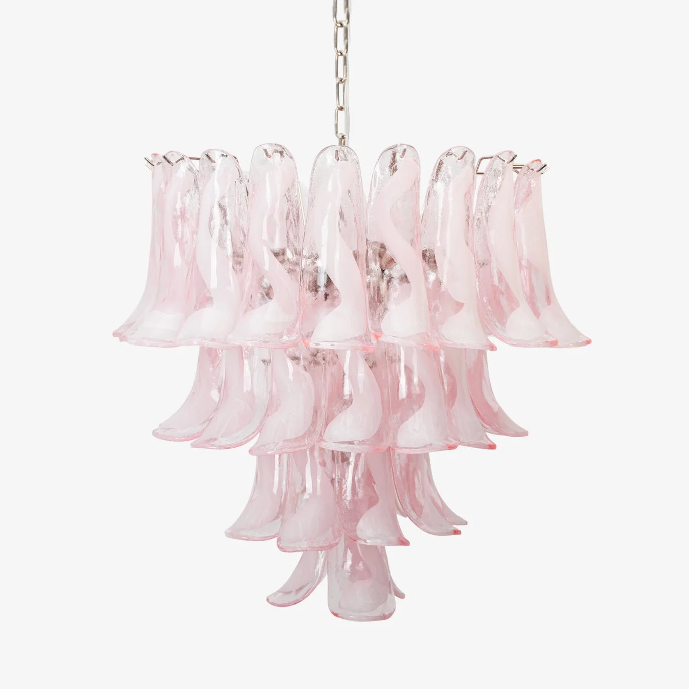 Aurora Araña De Luces Rosa Murano Lirio Pétalo Cascada Floral Clásico