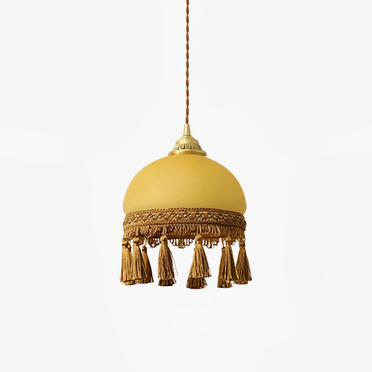 Fringe Lámpara Colgante Amarillo Vintage Latón Estudio