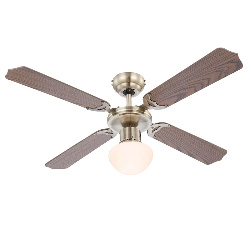 Ventilador de techo marrón de acero inoxidable, Henza, con interruptor de cuerda