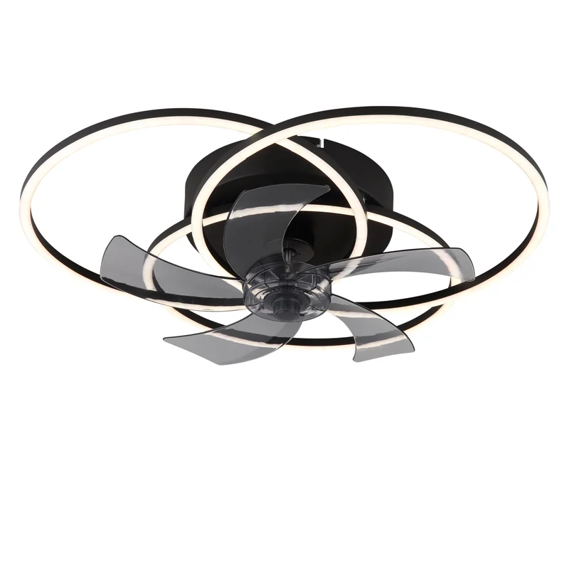 Ventilador de techo negro de aluminio, Kamiel, 40W, ajustable entre luz blanco cálido y frío LED, con mando a distancia
