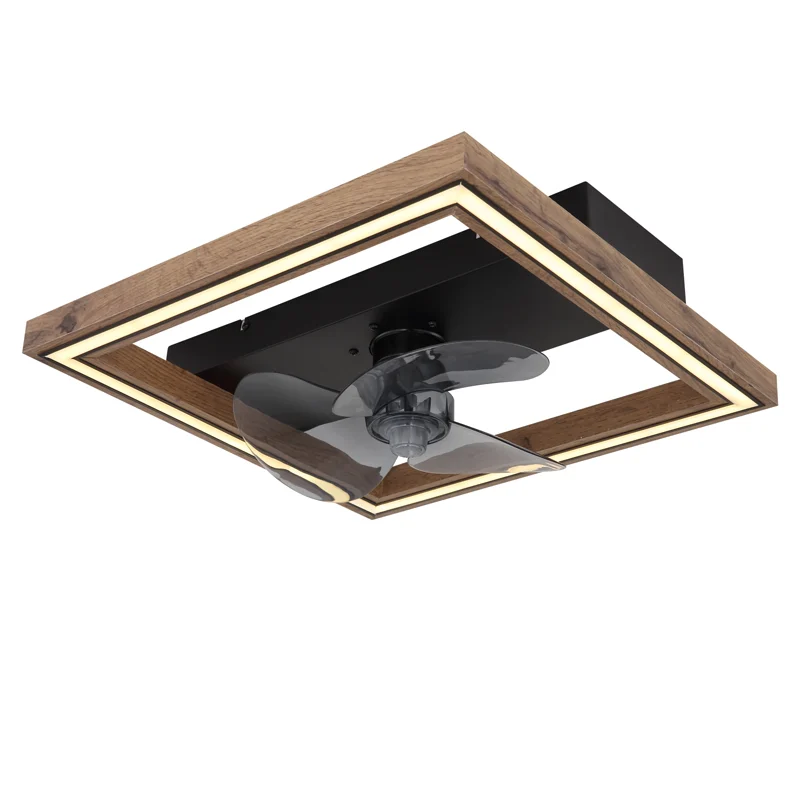 Ventilador de techo marrón de plástico, Lamyea, 24W, ajustable entre luz blanco cálido y frío LED, con mando a distancia
