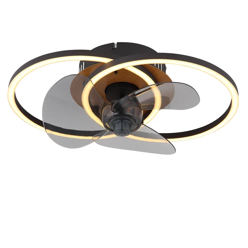 Ventilador de techo negro de metal, Leif, 24W, ajustable entre luz blanco cálido y frío LED, con mando a distancia