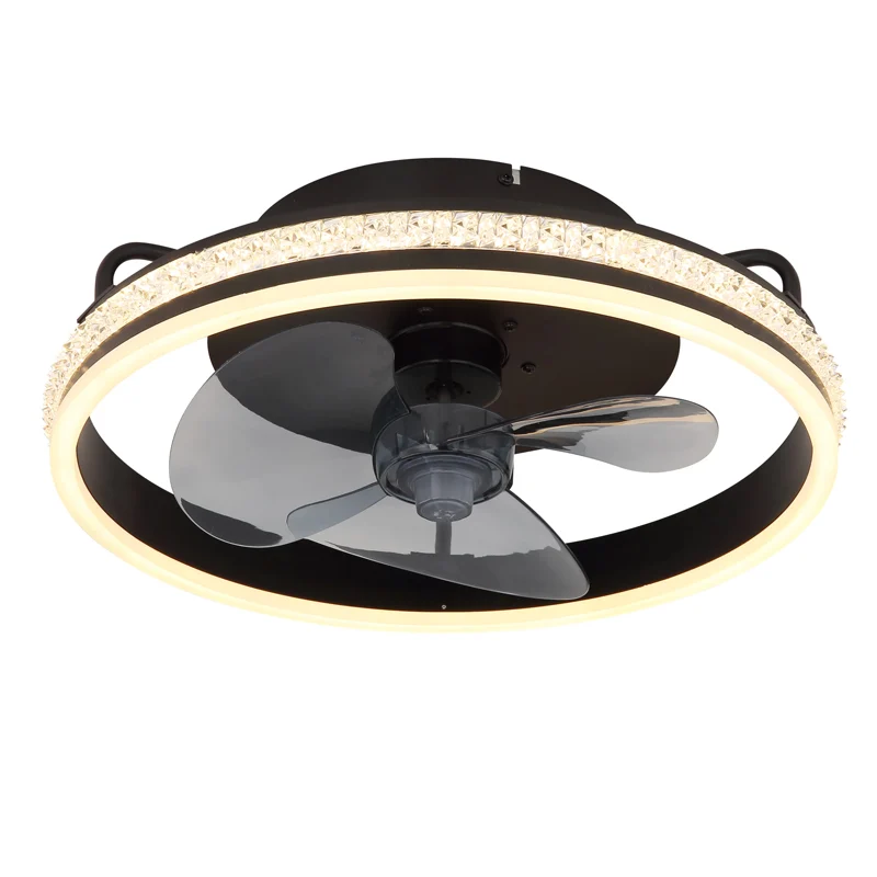 Ventilador de techo negro de metal, Lejla, 29W, ajustable entre luz blanco cálido y frío LED, con mando a distancia