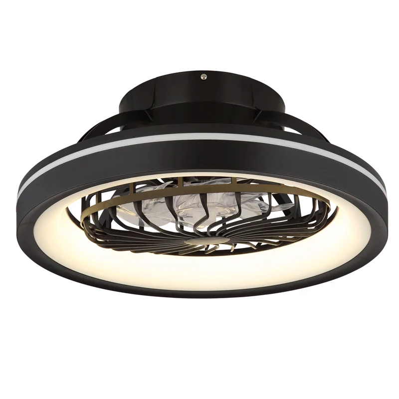 Ventilador de techo negro de plástico, Lenard, 40W, ajustable entre luz blanco cálido y frío LED, con mando a distancia