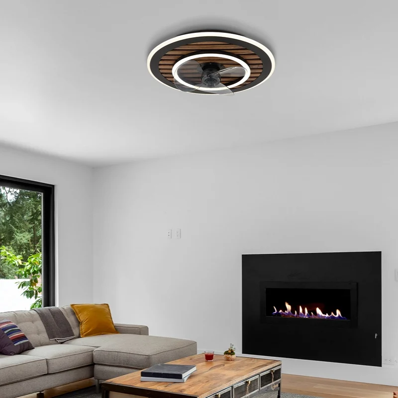 Ventilador de techo negro de metal, Maha, 36W, ajustable entre luz blanco cálido y frío LED, con mando a distancia