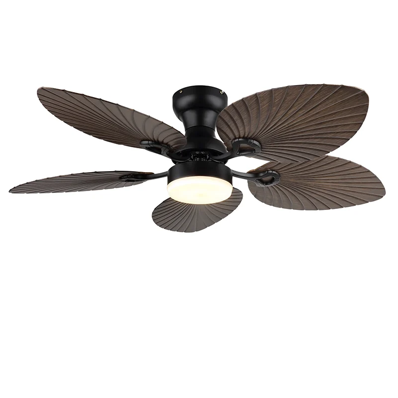Ventilador de techo marrón de metal, Naduah, 22W, white switch LED, con mando a distancia